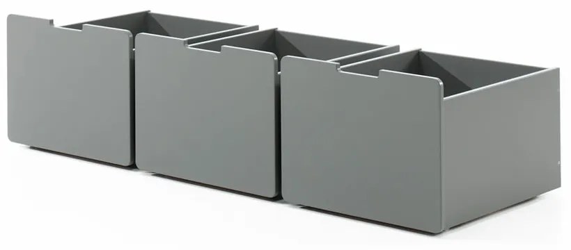 Сиви чекмеджета за под детско легло 3 бр Pino - Vipack