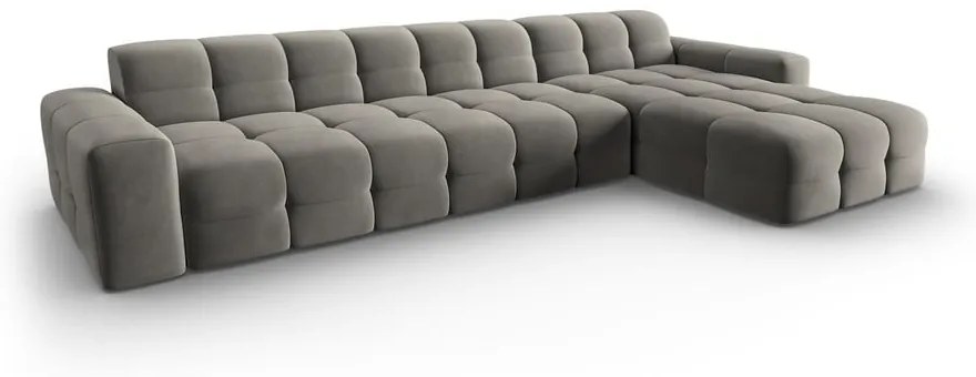 Ъглов диван от сиво кадифе (десен ъгъл) Kendal - Micadoni Home