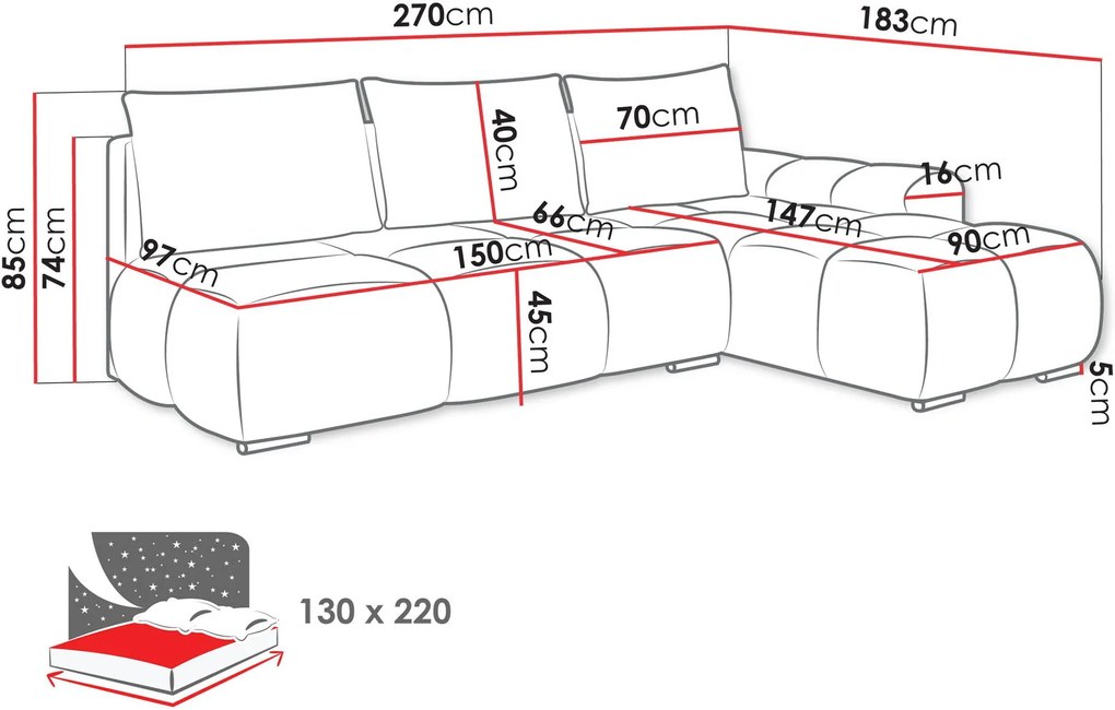 Ъглов диван Bestii-Тъмно сив-Десен