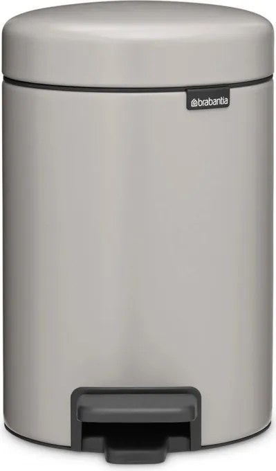 Кош за боклук с педал Brabantia NewIcon 1010433, 3 л, Плавно затваряне, Противоплъзгаща основа, Светлосив