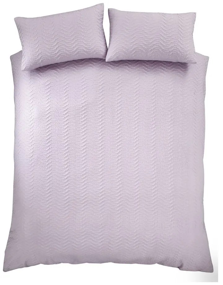 Двойно удължено крепово спално бельо в цвят лавандула 230x220 cm Heatset Wave – Catherine Lansfield