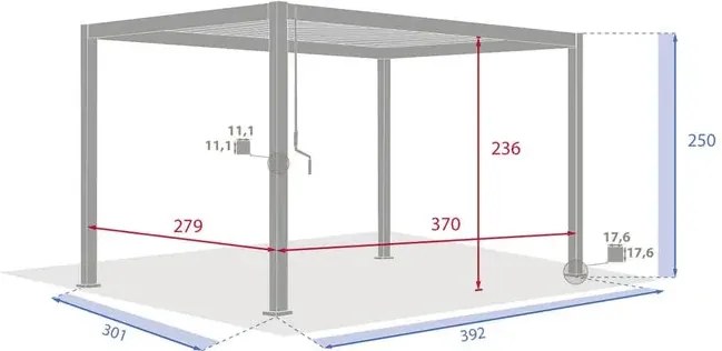 Пергола Hesperide Evora, Алуминий, Графит, 4x3 m