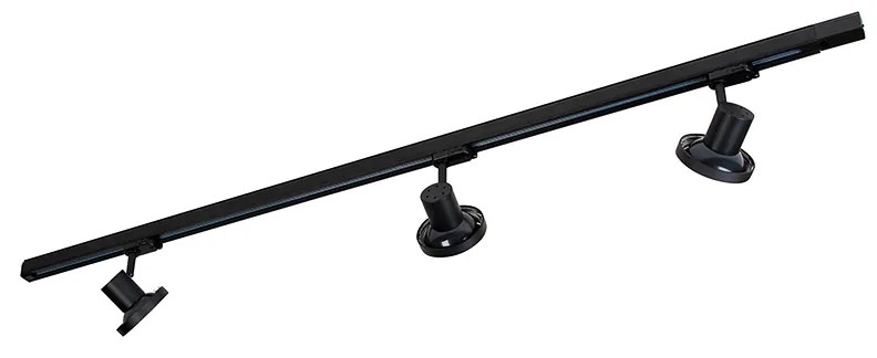 Релсова система с 3 прожектора черен десен включително LED 3-фазен - Iconic Jeany