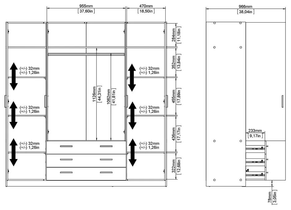 Тъмносив гардероб 196x200 cm Sprint – Tvilum