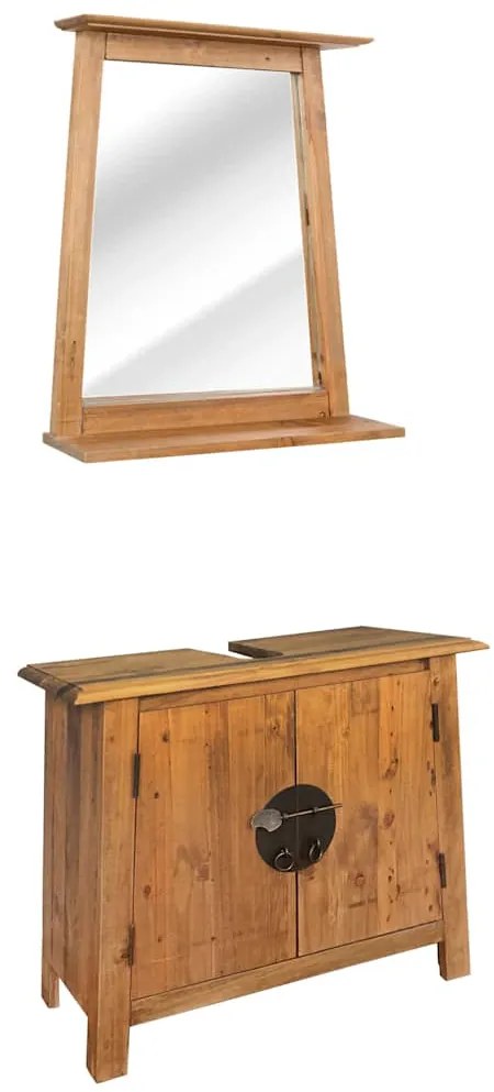 246040 vidaXL Комплект мебели за баня, борова дървесина масив