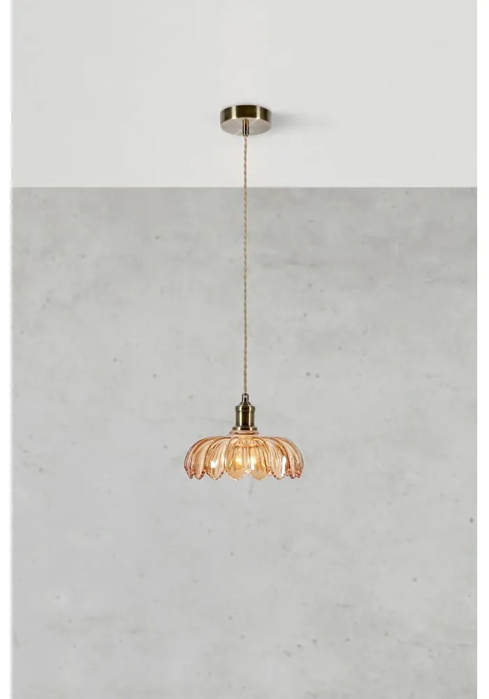 Висящо осветително тяло в месингов и кехлибарен цвят със стъклен абажур ø 25,5 cm Kurage – Markslöjd