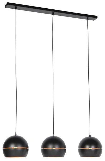 Интелигентна висяща лампа черна със златен интериор 3-светлина с Wi-Fi ST64 - Buell