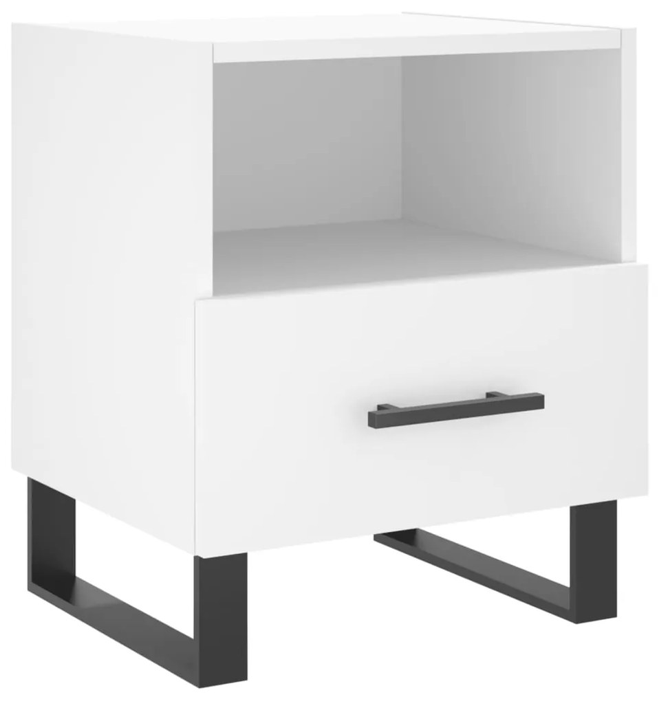 827484 vidaXL Нощно шкафче, бяло, 40x35x47,5 см, инженерно дърво