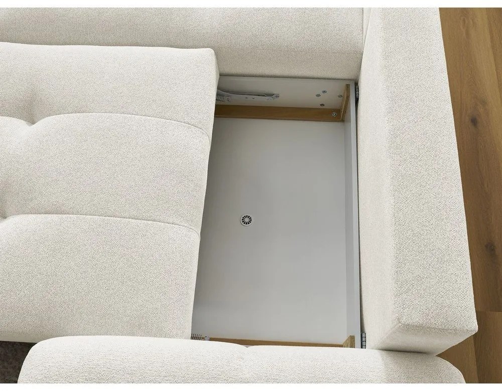 Бял шенилов сгъваем/с място за съхранение ъглов диван (ляв ъгъл) Roxelane – Bobochic Paris