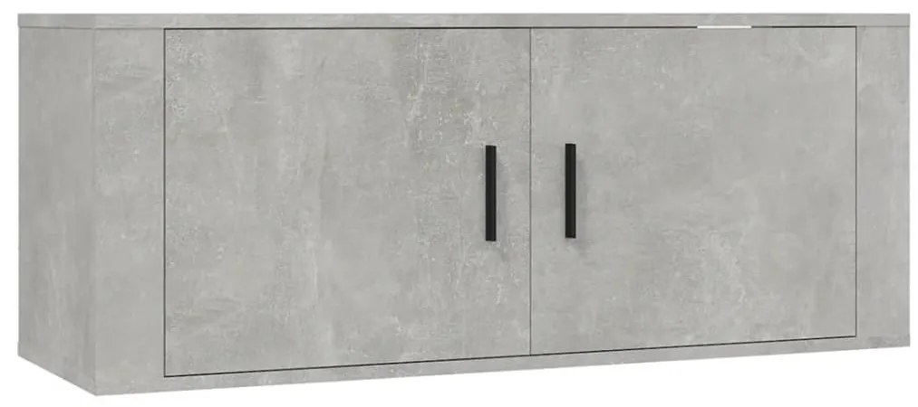 816636 vidaXL ТВ шкаф за стенен монтаж, бетонно сиво, 100x34,5x40 см