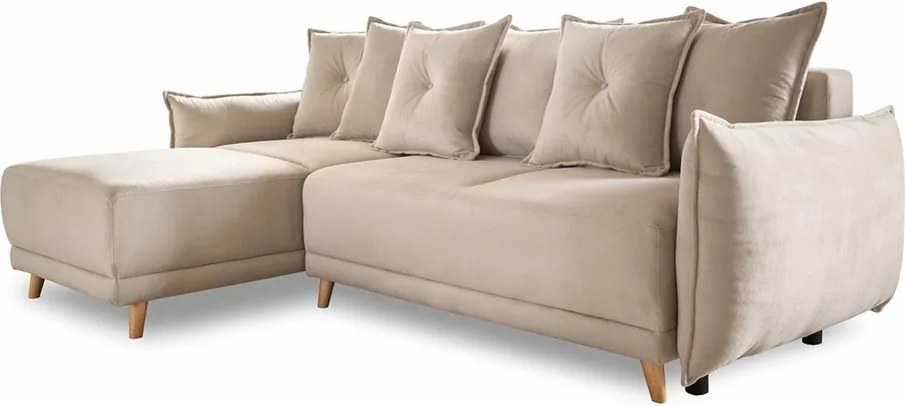 Бежов ъглов диван от велур (променлив) Lazy Lukka - Miuform