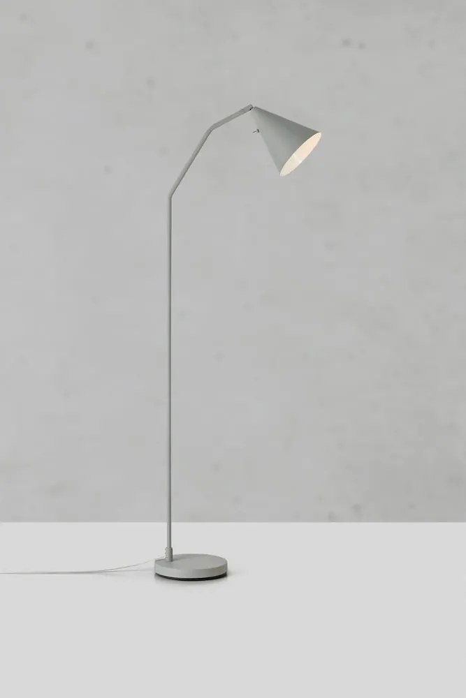 Сива LED затъмняваща се подова лампа с метален абажур (височина 144 cm) Funil – Markslöjd