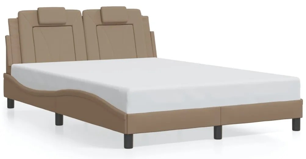 3208086 vidaXL Рамка за легло Viana без матрак, капучино, 120x200 см, изкуствена кожа