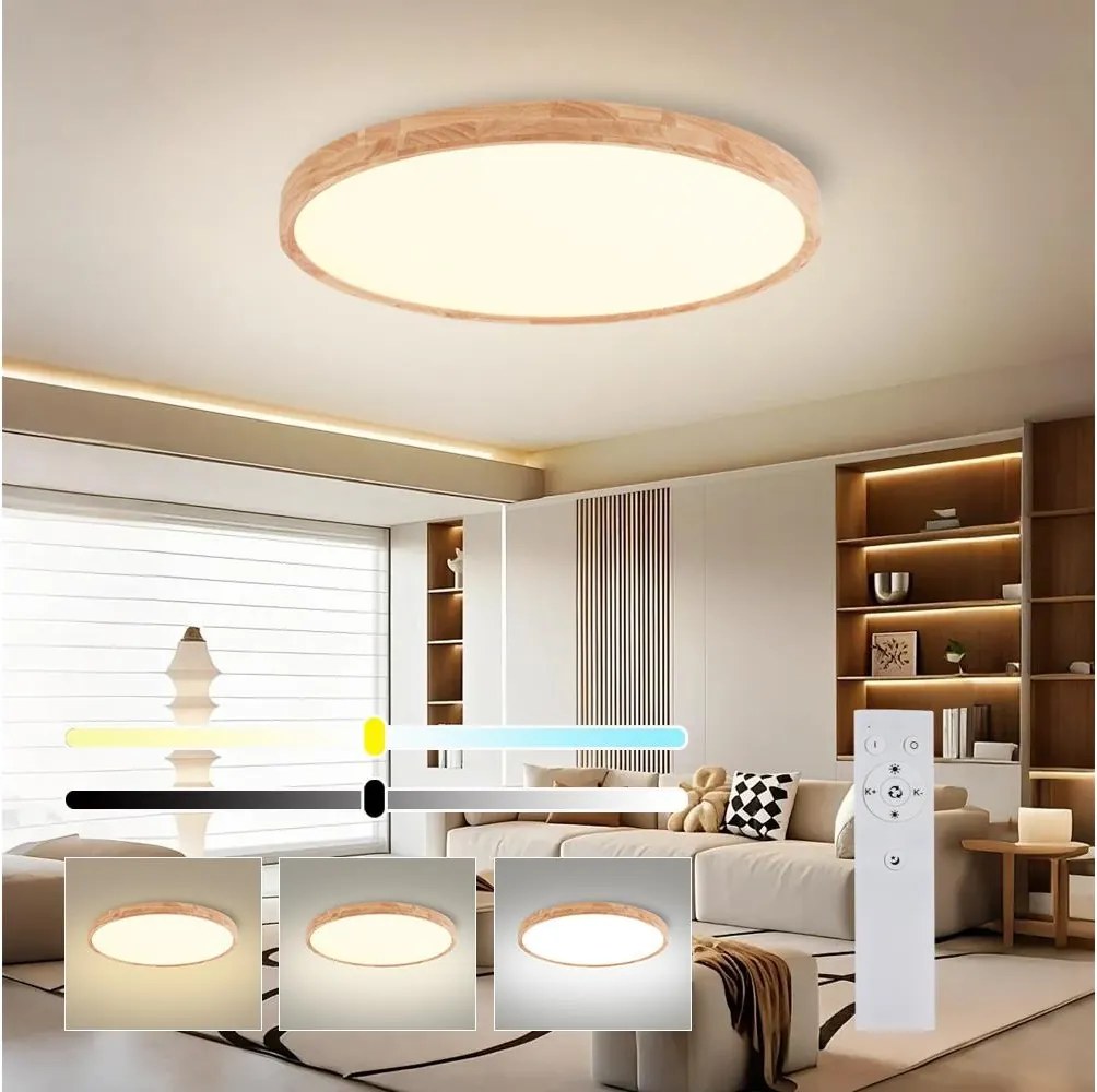 Brilagi - димируемо LED осветително тяло WOODROUND LED/70W/230V 3000-6000K диам. 80 см + дистанционно управление