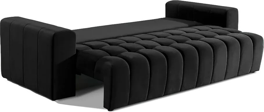 Черен кадифен разтегателен диван с място за съхранение 247 cm Lazaro – ELTAP