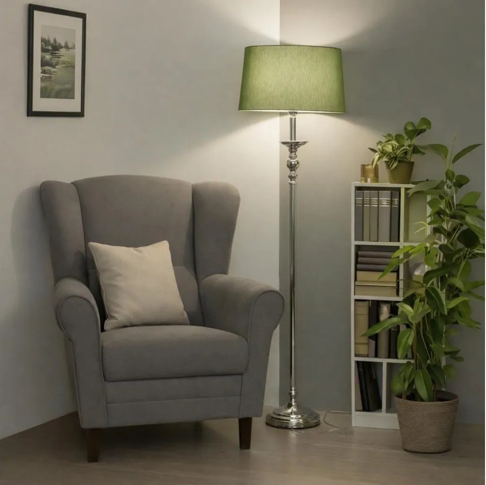 Brilagi - LED подова лампа CERIA 1xE27/60W/230V Ø 45 cm лъскав хром/зелен