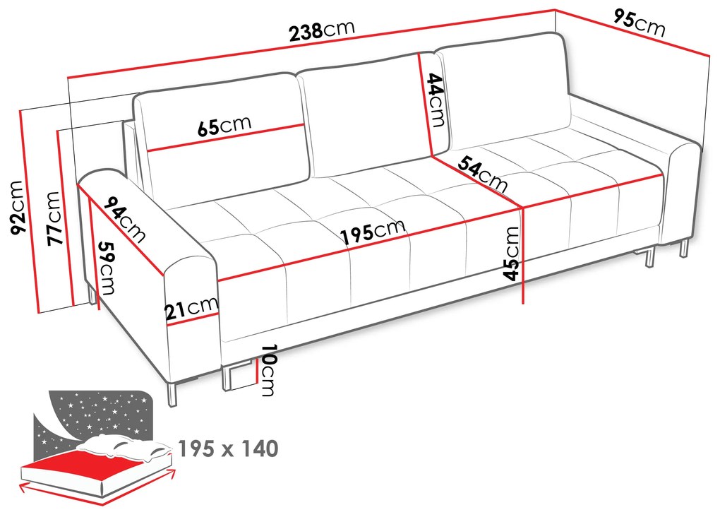 Sofa - Легло Aris-Krem