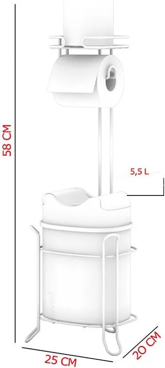 Стояща поставка за тоалетна хартия TEKNO TEL MG-098WK , с кошче , хром-бяло