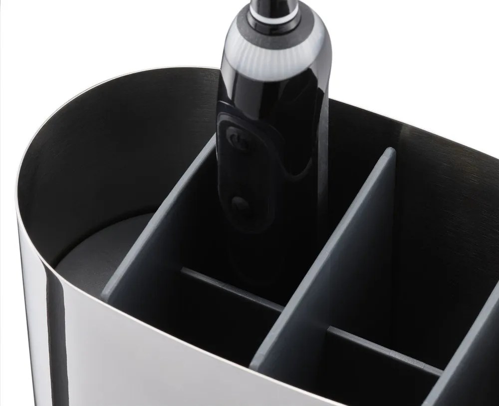 Стойка за четки за зъби от неръждаема стомана в блестящо сребрист цвят EasyStore Luxe – Joseph Joseph