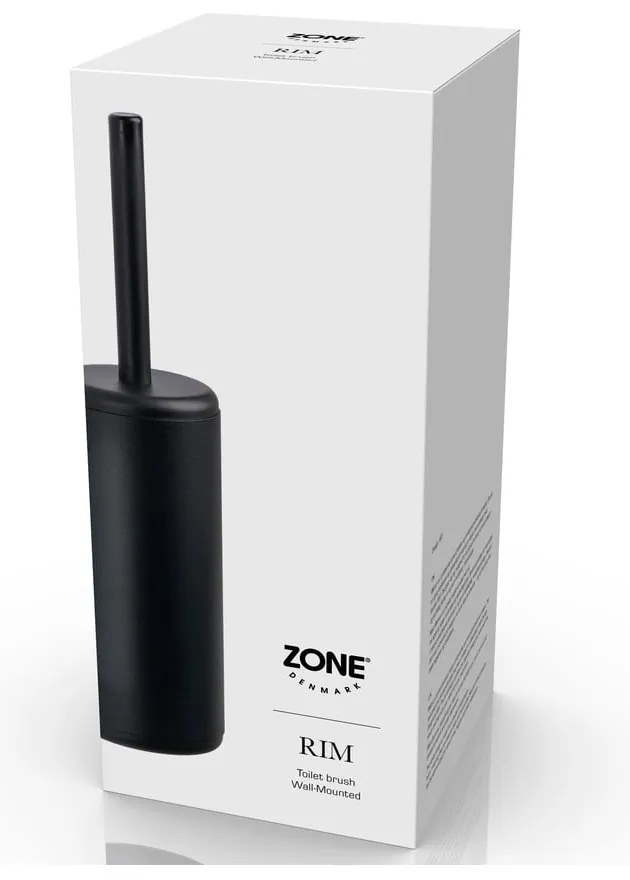 Черна метална четка за тоалетна, монтирана на стената Rim - Zone