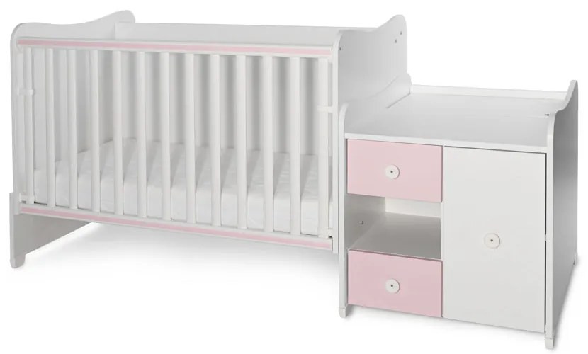 LORELLI Classic Трансформиращо се легло-люлка 190/72 см. MINI MAX БЯЛО/ORCHID PINK