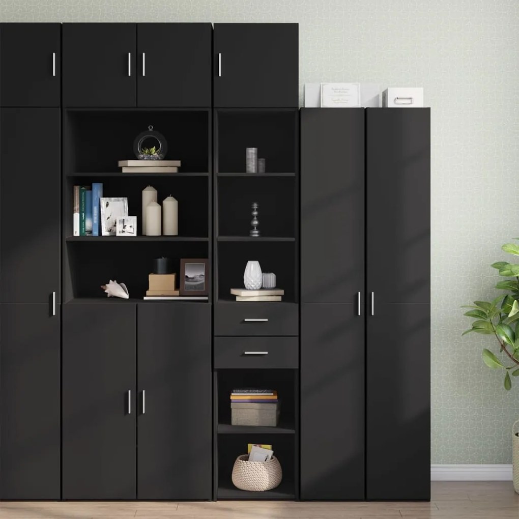 Sonata H Тесен шкаф за съхранение черен 40x42,5x225 см инженерно дърво