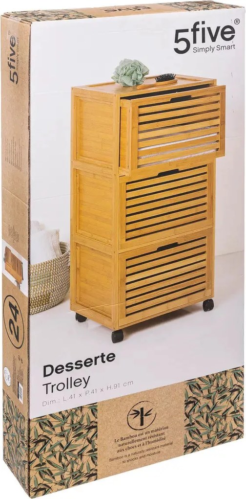 Шкаф за баня 5five Sicela, 3 чекмеджета, На колела