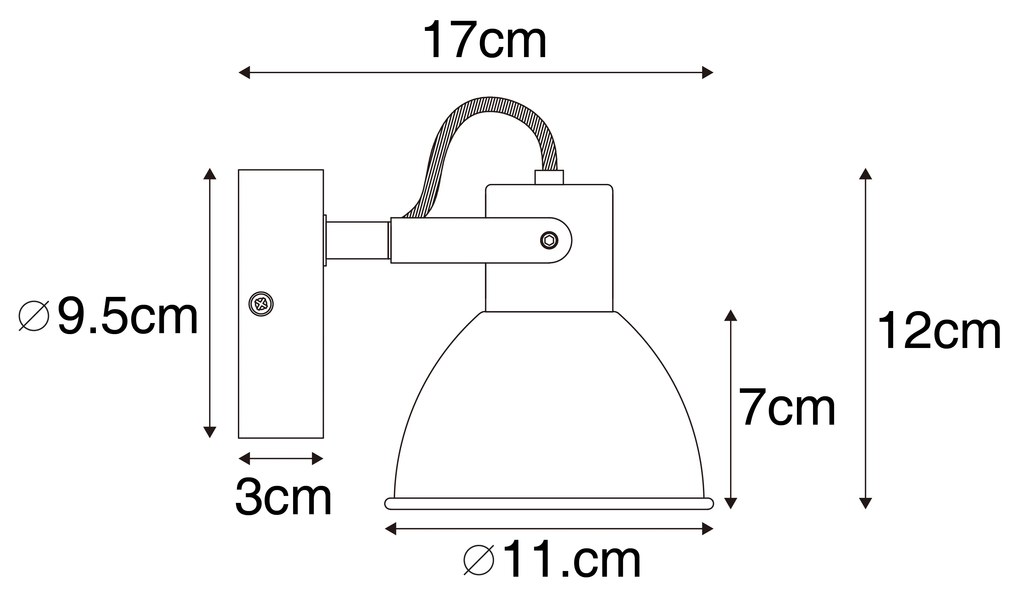 Индустриален прожектор черен с дърво наклонен - Tommy