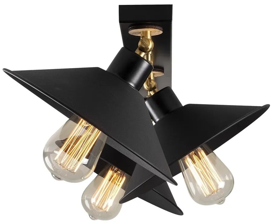 Черно осветително тяло за таван с метален абажур ø 24 cm Berceste – Opviq lights