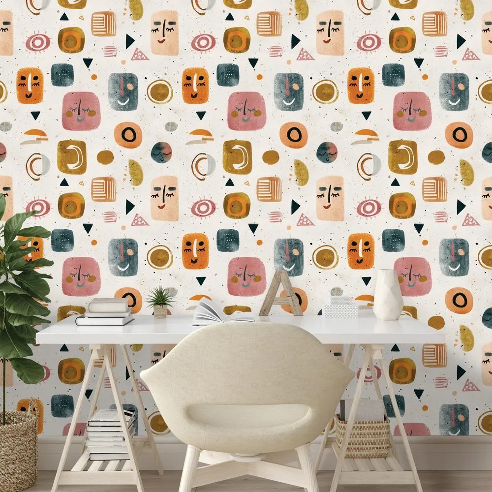 Самозалепващ тапет – Абстрактни лица и геометрия