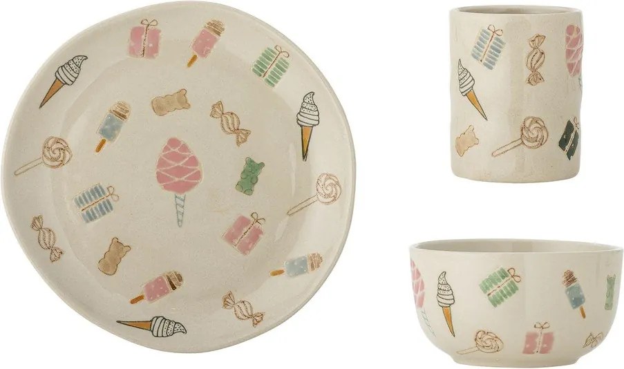 Глинен детски комплект за хранене 3 бр. Sweets – Bloomingville Mini