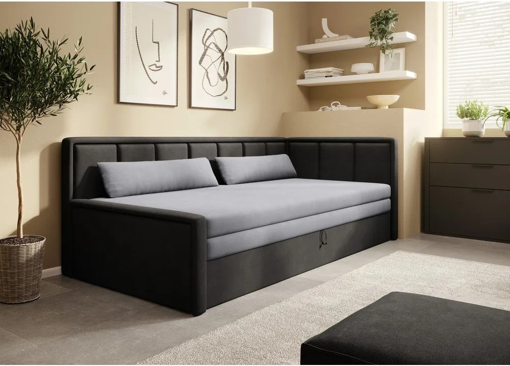 Тъмносив шенилов разтегателен диван с място за съхранение 214 cm Fulgeo – ELTAP