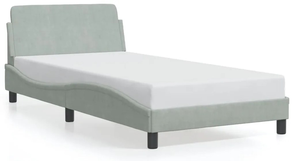 373132 vidaXL Рамка за легло Dover, светлосива, 100x200 см, кадифе