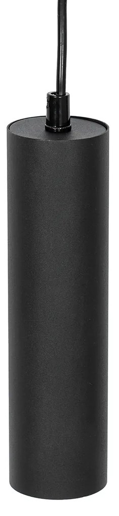 Модерна висяща лампа черна с дърво 5-светлина - Jeana