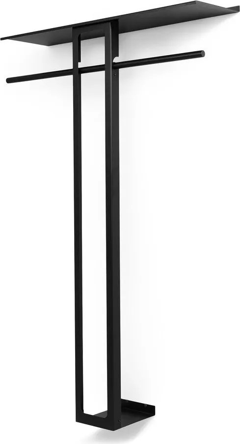 Черна стоманена стенна закачалка с рафт 100 cm Luno Large – Spinder Design