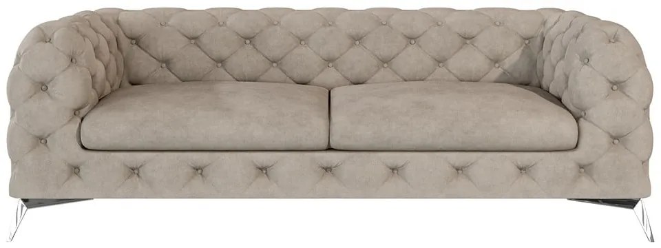 Сиво-бежов кадифен диван 225 cm Chelsea – Ropez