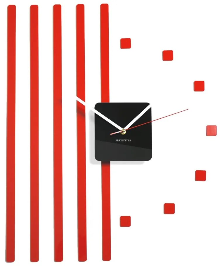 Самозалепващ стенен часовник с ивици розова