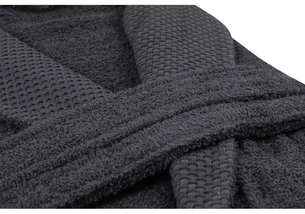 Антрацитен памучен халат за баня размер M Cappa - Foutastic