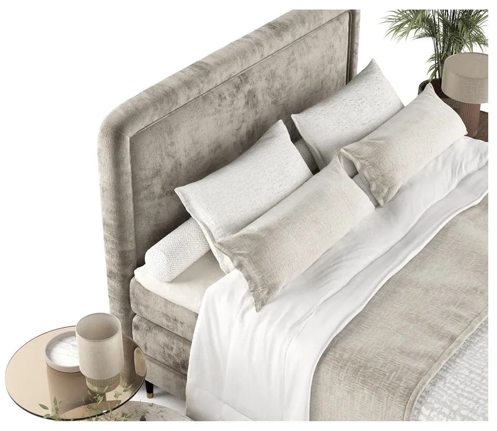 Светлокафяво боксспринг легло 180x200 cm Dove – Maison de Rêve