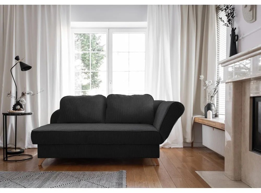 Антрацитен шезлонг от рипсено кадифе (десен ъгъл) Chic Charlotte – Miuform