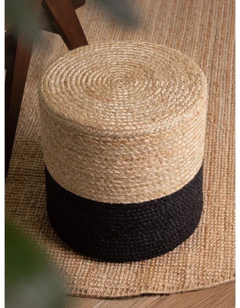 Табуретка в черен и естествен цвят Juta Gold Black – Hanse Home