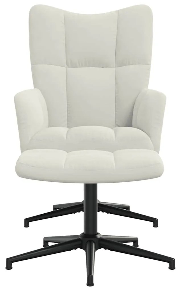 328115 vidaXL Стол за релакс с табуретка, кремавобял, кадифе