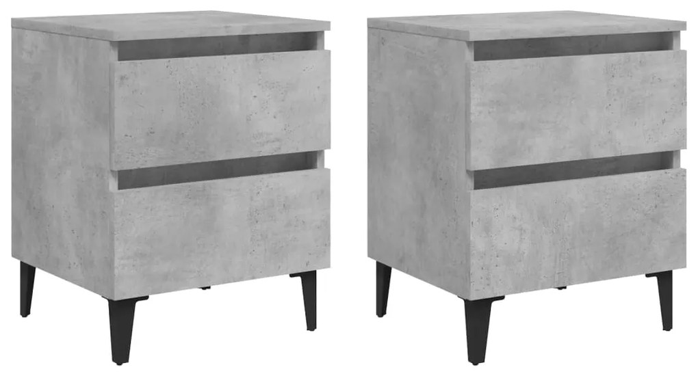 805878 vidaXL Нощни шкафчета, 2 бр, бетонно сив, 40x35x50 см, инженерно дърво