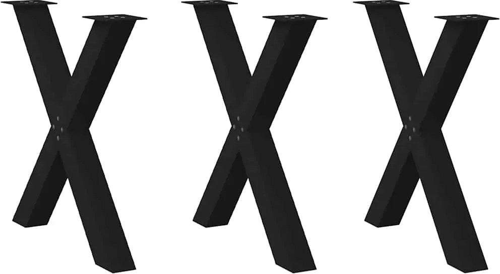 4012992 vidaXL Крака за трапезна маса, X-образни, 3 бр., черни, 80 x (72-73) см, стомана