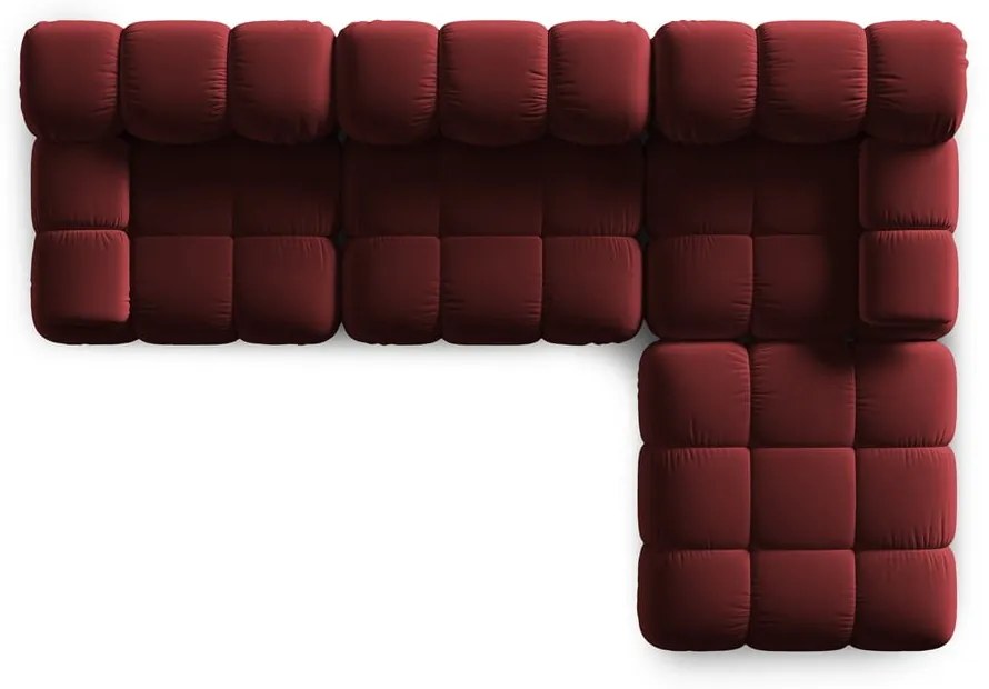 Червен ъглов диван от кадифе Bellis - Micadoni Home