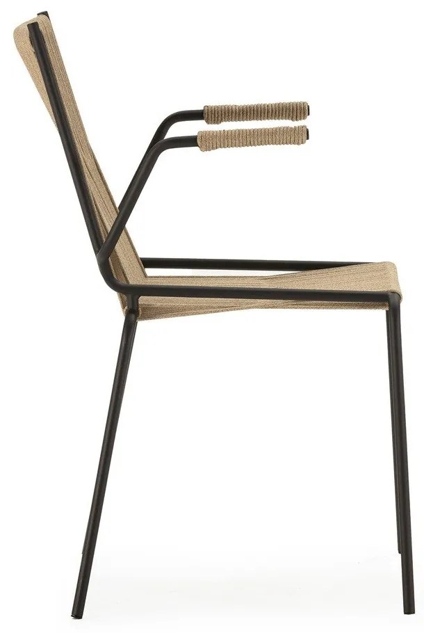 Бежови метални трапезни столове в комплект с подлакътници/за подреждане 2 бр. Emily – Marckeric