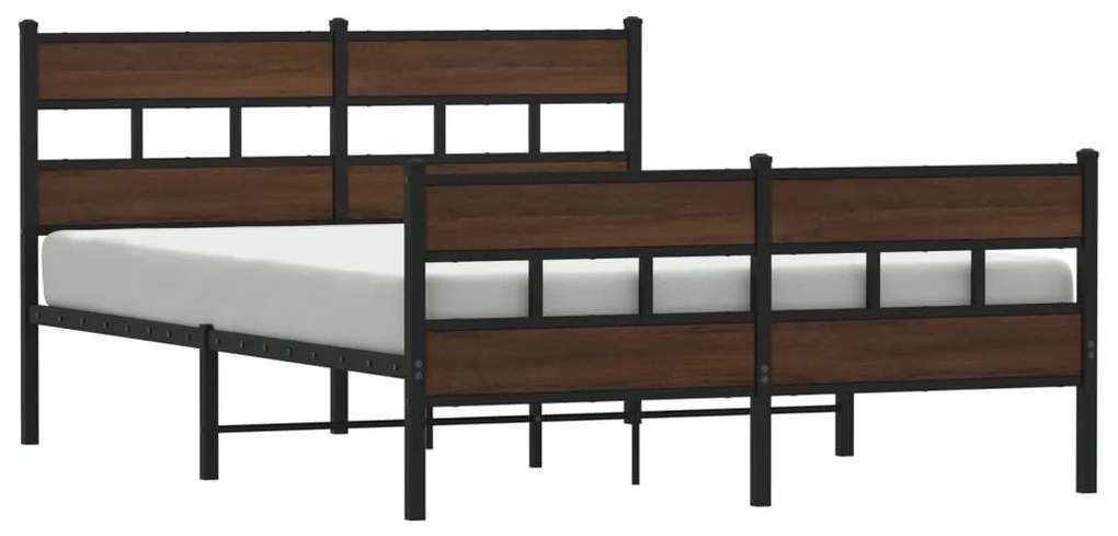 3308476 vidaXL Метална рамка за легло, без матрак, кафяв дъб, 150x200 см