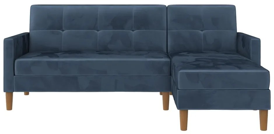 Син кадифен разтегателен ъглов диван (променлив) Lilly – Støraa
