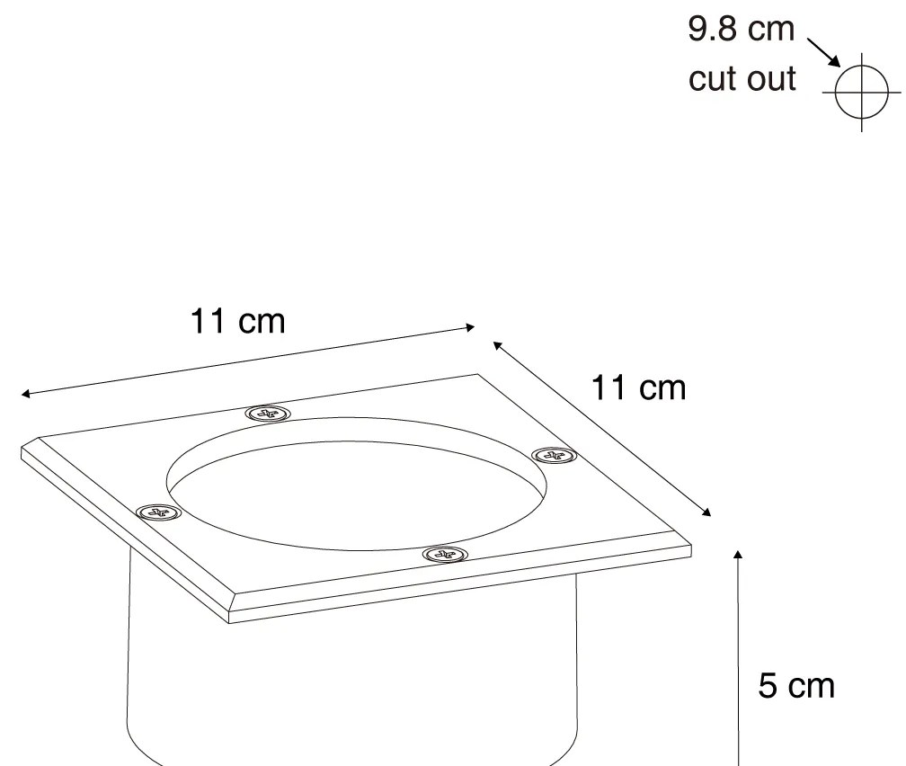 Комплект от 6 наземни прожектора черни квадратни с LED IP65 соларни - Terry