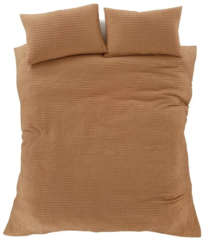 Кафяво двойно удължено спално бельо 230x220 cm Muscat Waffle – Pineapple Elephant